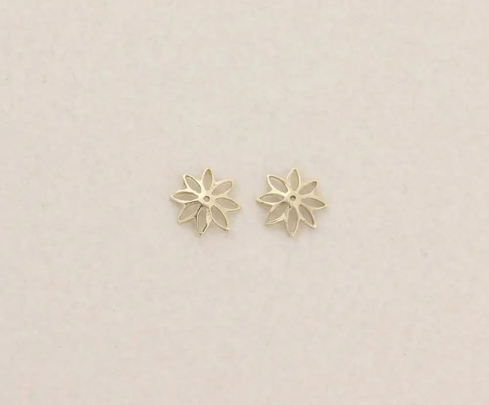14k Yellow Gold Flower Earring Jackets Only 1/2